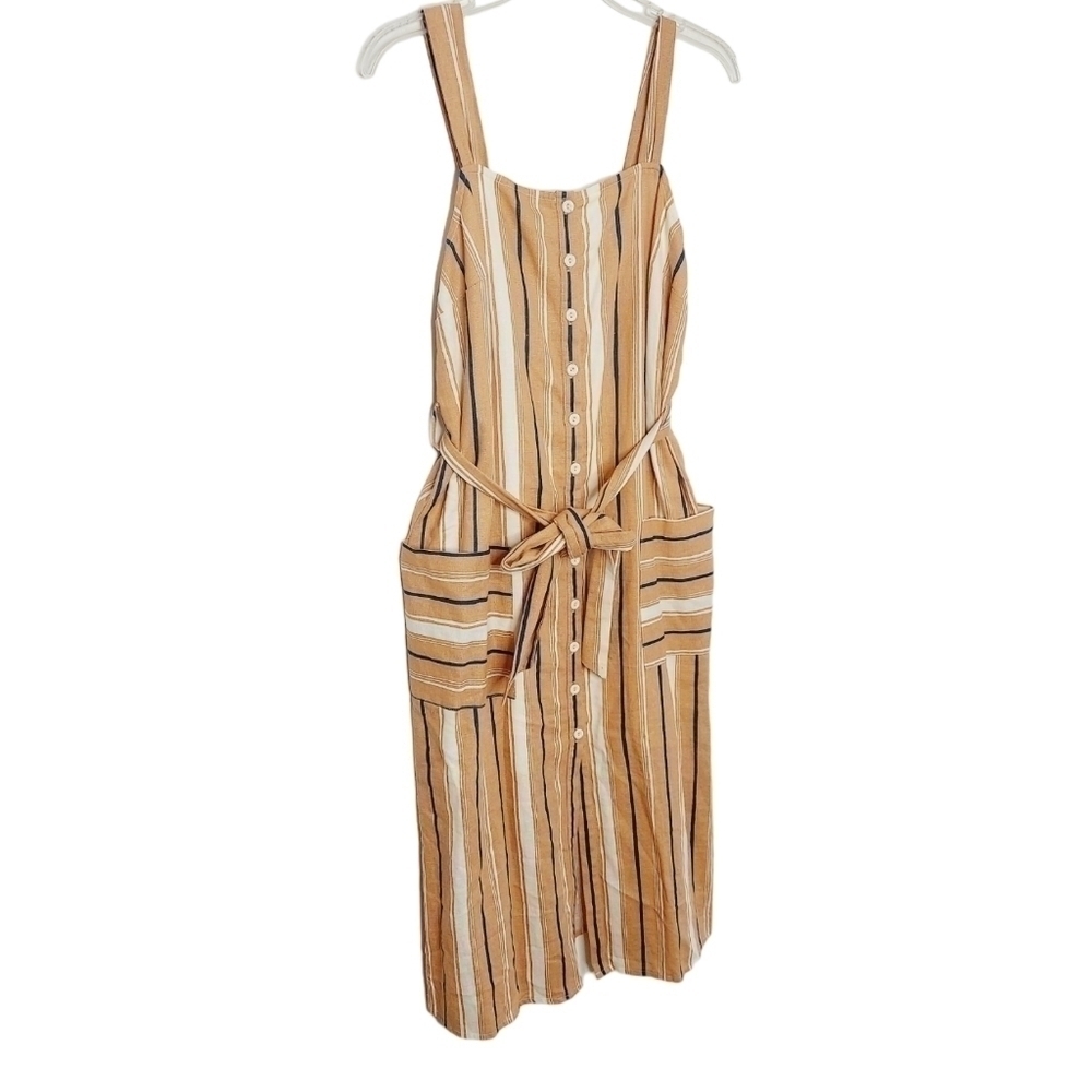 Lost + Wander Sun Dress XS Peach Stripe Button Front Lined Linen Blend NWOT - Picture 3 of 14